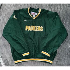 Vintage 90's Reebok PRO LINE Men's Green Bay Packers Windbreaker Pullover Sz XL